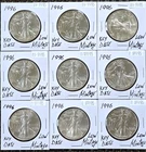 1996 American Silver Eagle Set of 9 Coins BU 1 Oz Coin US $1 Dollar Uncirculated