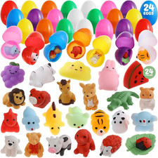 24 Pack Prefilled Easter Eggs with Toys I Colorful Plastic Eggs Filled for Kids