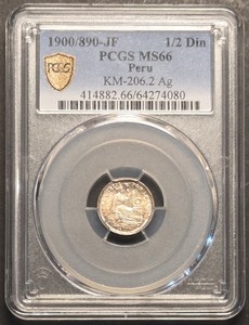 Peru 1/2 Dinero 1900/890, PCGS MS66