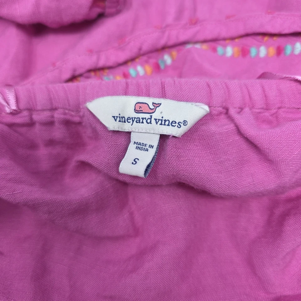 Mameluco rosa Vineyard Vines para mujer talla pequeña lino fuera del hombro playa Foto 3 de 4