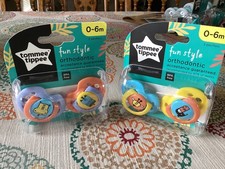 TOMMEE TIPPEE FUN STYLE ANIMAL Orthodontic 0-6 MONTHS PACIFIERS 2 PK LOT x 2 4