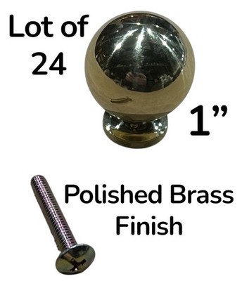 Baldwin 4960-030-BIN Spherical 1   Polished Brass Solid Brass Cabinet Knobs (24)