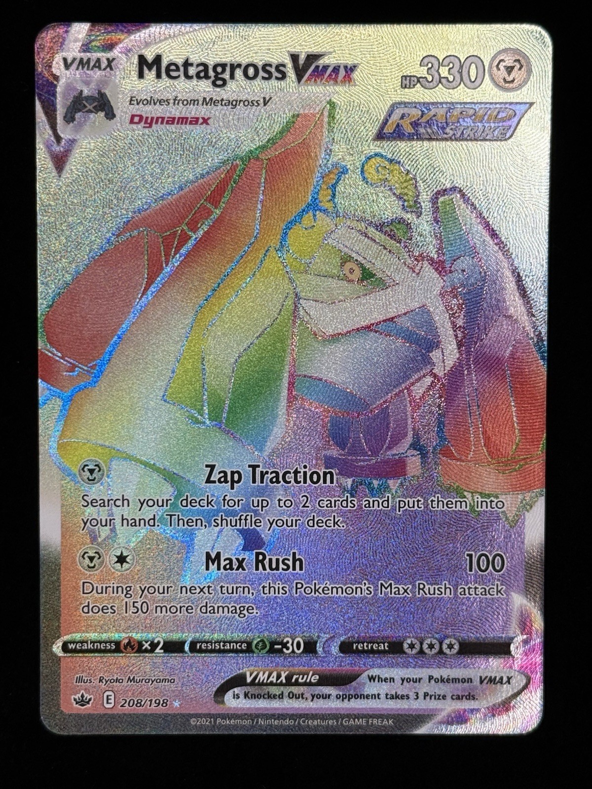 Metagross VMAX 208/198 Secret Rare Full Art Holo 330 HP Chilling Reign