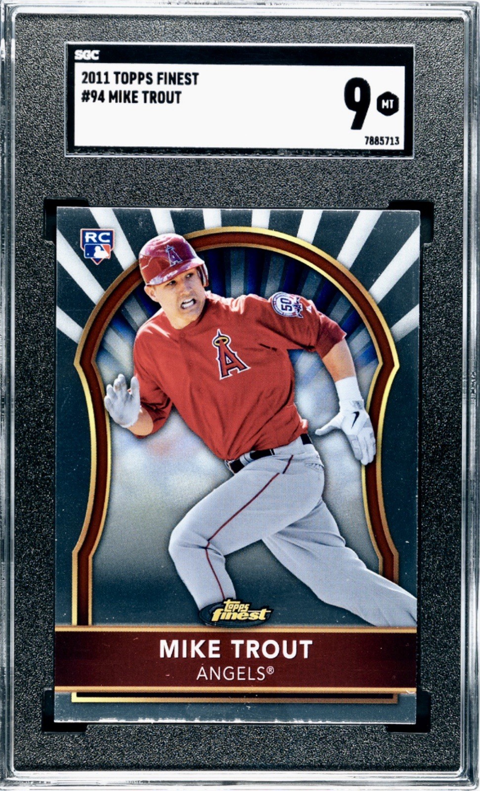 2011 Topps Finest RC #94 Mike Trout Los Angeles Angels SGC 9 🔥