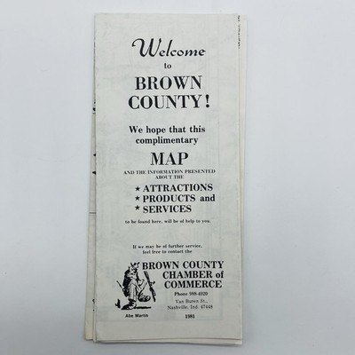1981 Brown County Indiana Chamber of Commerce Tourist Map Nashville IN