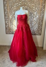 Jovani Red Lace Size 4 Ball Gown Pageant Maxi Prom Dress NWT