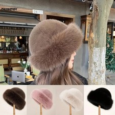 Women Plush Fur Beanie Winter Warm Thick Fluffy Mongolian Snow Hat