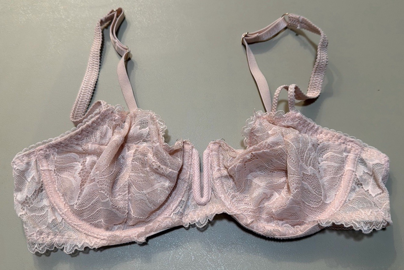 Auden Pink Lace Unlined Balconette Coverage Underwire Bra 34A Lingerie, Cute