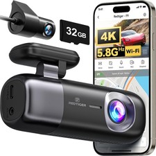 REDTIGER F9 Dash Cam 4K Front and Rear 1080P, WiFi GPS Car Camera with black