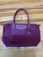 Longchamp le Pliage Dark Red Medium Tote Bag Nylon Leather