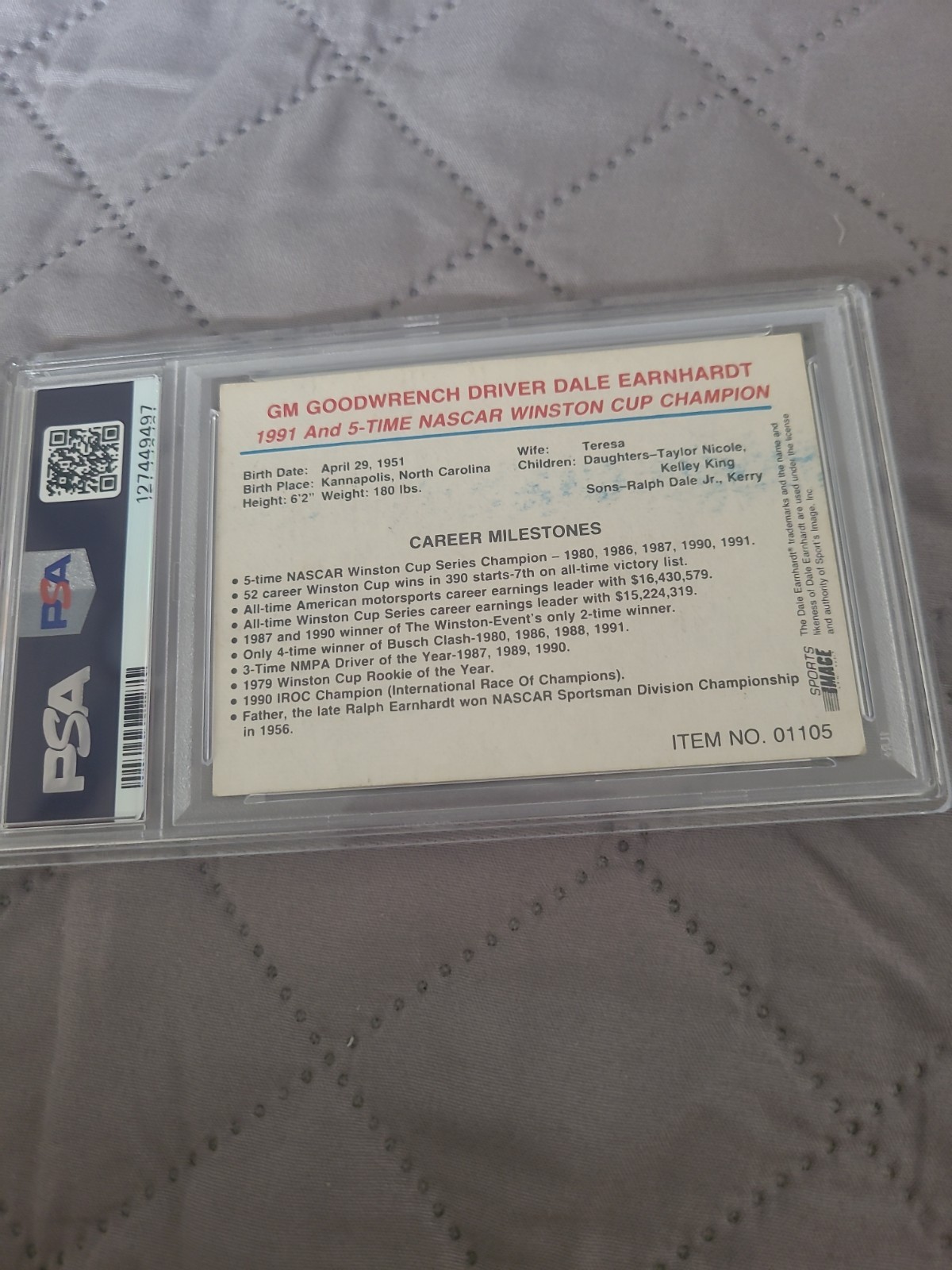 1992 Racing Champions Dale Earnhardt PSA 2 Graded Card view 7