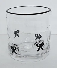 Anthropologie Dupe Icon Girly Black Bow 16 oz Whiskey Juice Glass
