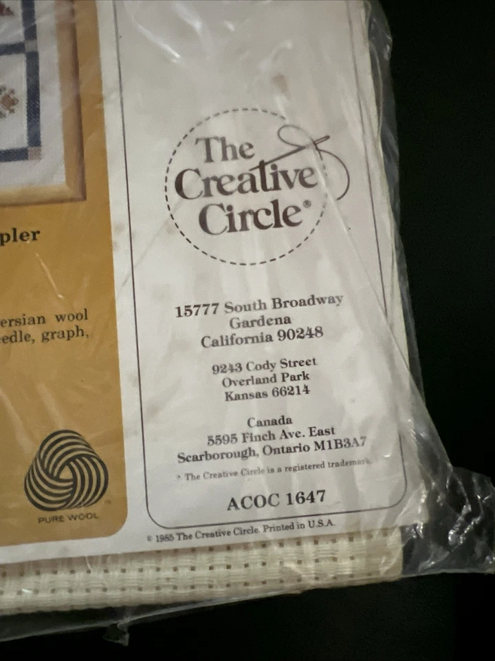 Vtg 1985 Sealed Cross Stitch Kit Pastel Quilt Block Sampler Creative Circle 1647 - Image 4 of 4