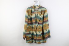 Vintage 90s Streetwear Womens Medium Southwestern Aztec Blazer Jacket Knit USA