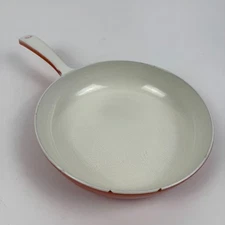 Descoware Enamel Cast Iron Flame Orange 9.5 inch Skillet Waffle Bottom Belgium