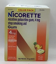 Nicorette Nicotine Gum 4mg Fruit Chill 160 Pcs Exp 4/27 PACKAGING MAY VARY