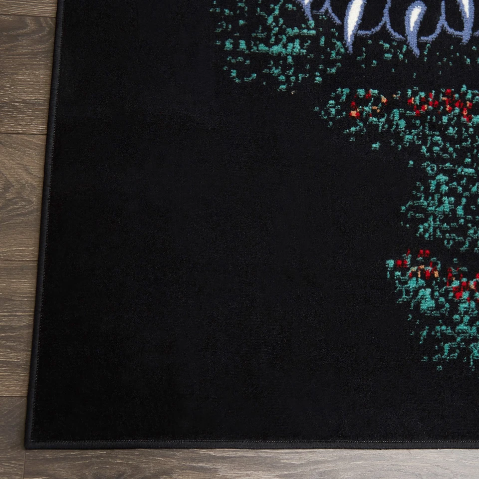 Alfombra de área de jaguar tatuaje tribal pantera negra alfombra moderna de animales africanos Foto 3 de 4