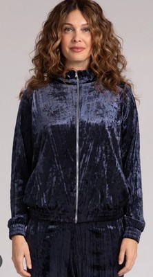 Zip Front Warm Up, Crinkle Velvet Size Small. STEVE HARVEY.