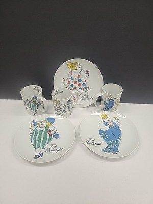 Fitz And Floyd FF  Fat Is Beautiful  3 Dessert Plates & 3 Coffee Cups