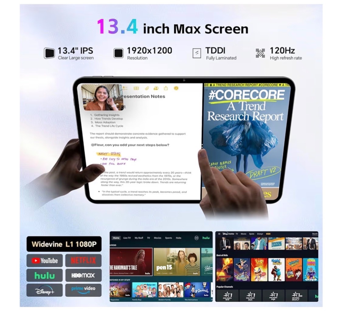 Android 16 Tablet,11 Inch Tablet with 24GB RAM 128GB ROM,Octa-Core