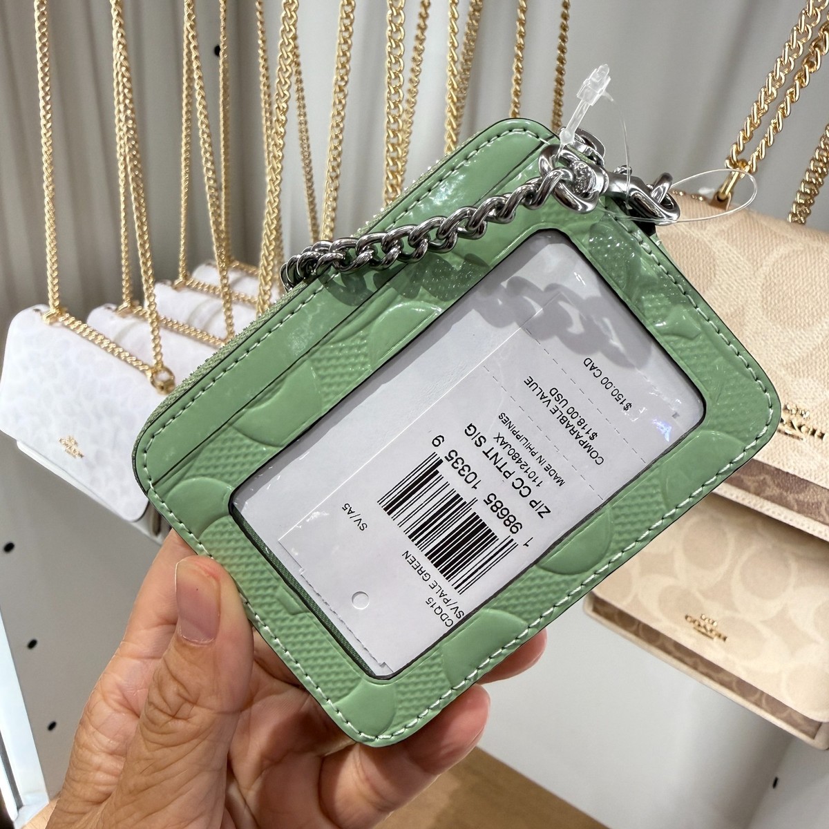 Coach Zip Card Case In Signature Leather With Heart Charm CDQ15 | eBay