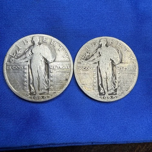 1929 P STANDING LIBERTY QUARTER F FREE SHIPPING Two Coins