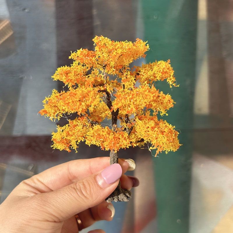 Autumn Wire Tree Model with Base DIY Diorama Military Scenery Orange ...