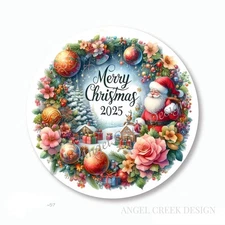 MERRY CHRISTMAS 2025 WREATH SCRAPBOOK STICKERS ENVELOPE SEALS HOLIDAY FAVORS