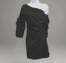 Socialite Women's Off Shoulder Dress Ruche Side Bodycon Knee Length Size Small