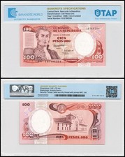 Colombia 100 Pesos Oro, 1986, P-426b.2, UNC, Authenticated