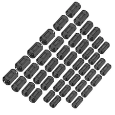 44Pcs 5Size Clip-on Ferrite Ring Core Noise Filter Cable Clip EMI RFI Black