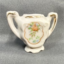 Japanese Miniature Porcelain Vase Painted Floral Design 1:12 Scale 2" Dollhouse
