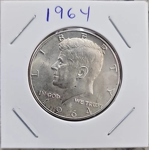 1964 Kennedy Half Dollar 90% Silver 50c US Coin Philadelphia Mint AU