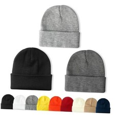 NPQQUAN Unisex Beanie Hats for Men Women Black darkgray lightgrey 3 Packs