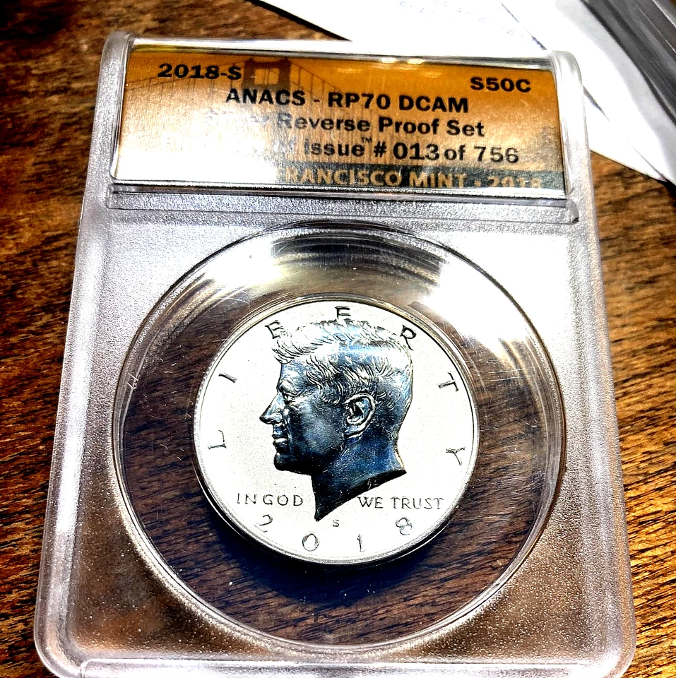 2018-S Reverse Proof 5 Coin Set *ANACS DCAM 70* 50th Anniversary Set #13 of 756 - Image 2 of 4