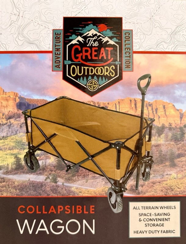 The Great Outdoors Collection Collapsible Wagon Heavy Duty Tan 4-Wheel Brand New