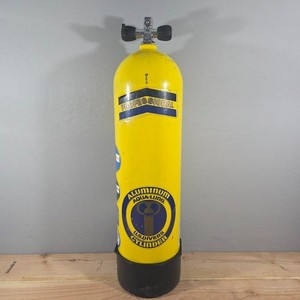 RARE Vintage U.S. Divers Co. Aqua-Lung Yellow Scuba Tank Cylinder Diving w Valve