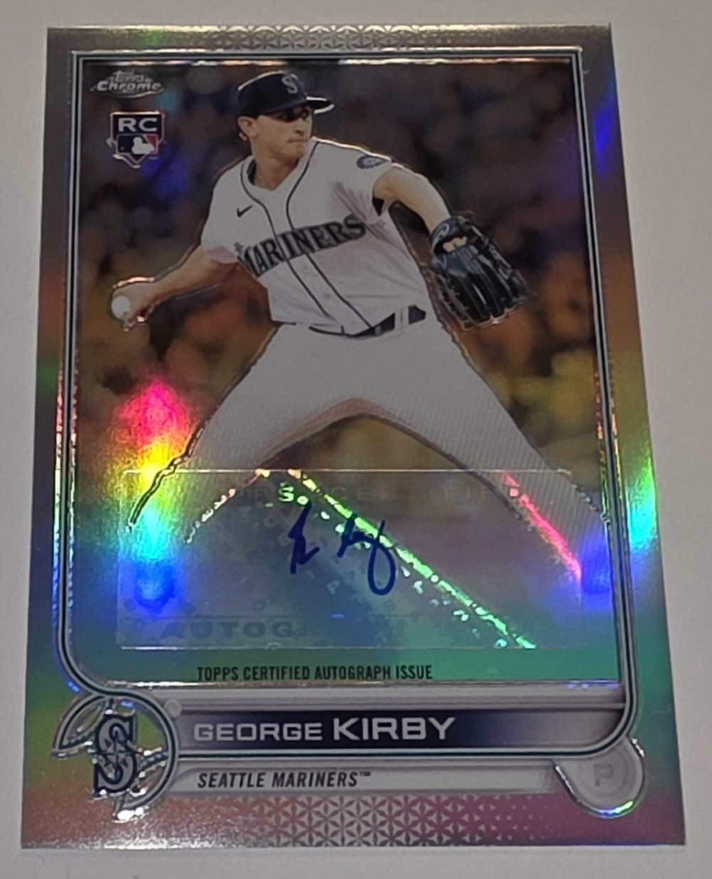2022 George Kirby Topps Chrome Update Rookie Auto MLB Refractor #AC-GK (AU RC)