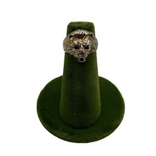 Vintage Gold Plated Lion Head Ring With Intricate Detailing