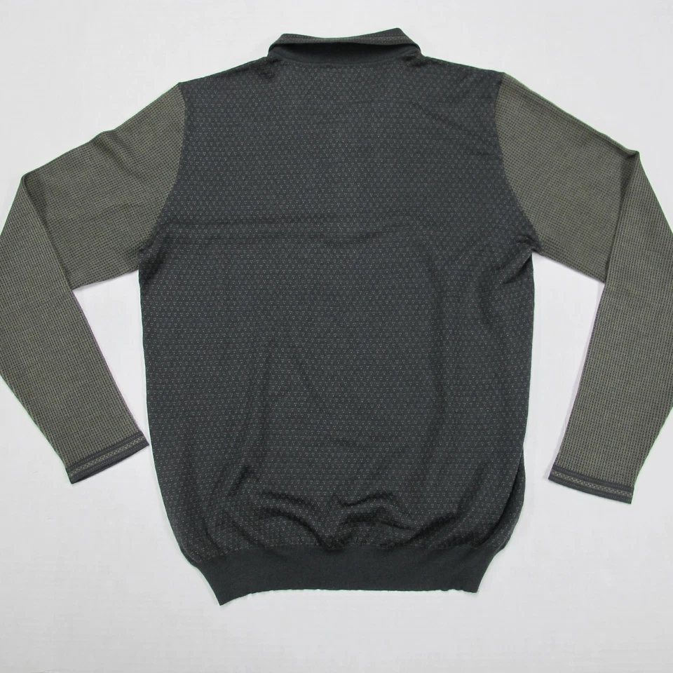 Kiton Napoli Quarter Zip Polo Mens Medium Black Cashmere Silk Made in Italy - Image 2 of 4