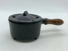 Cast Iron Cauldron w/wooden Handle 5.5" L 1.25"H 2.5"D, Great For Burning Herbs