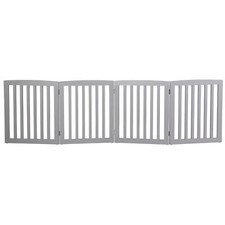 Extra Wide Dog Gate 24" Foldable Wood Indoor Pet Door Safety Fence 4 Panels Grey