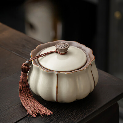 Ceramic Tea Jar, Sealed Jar, Household Chinese Tea Storage Jar, Antique Style