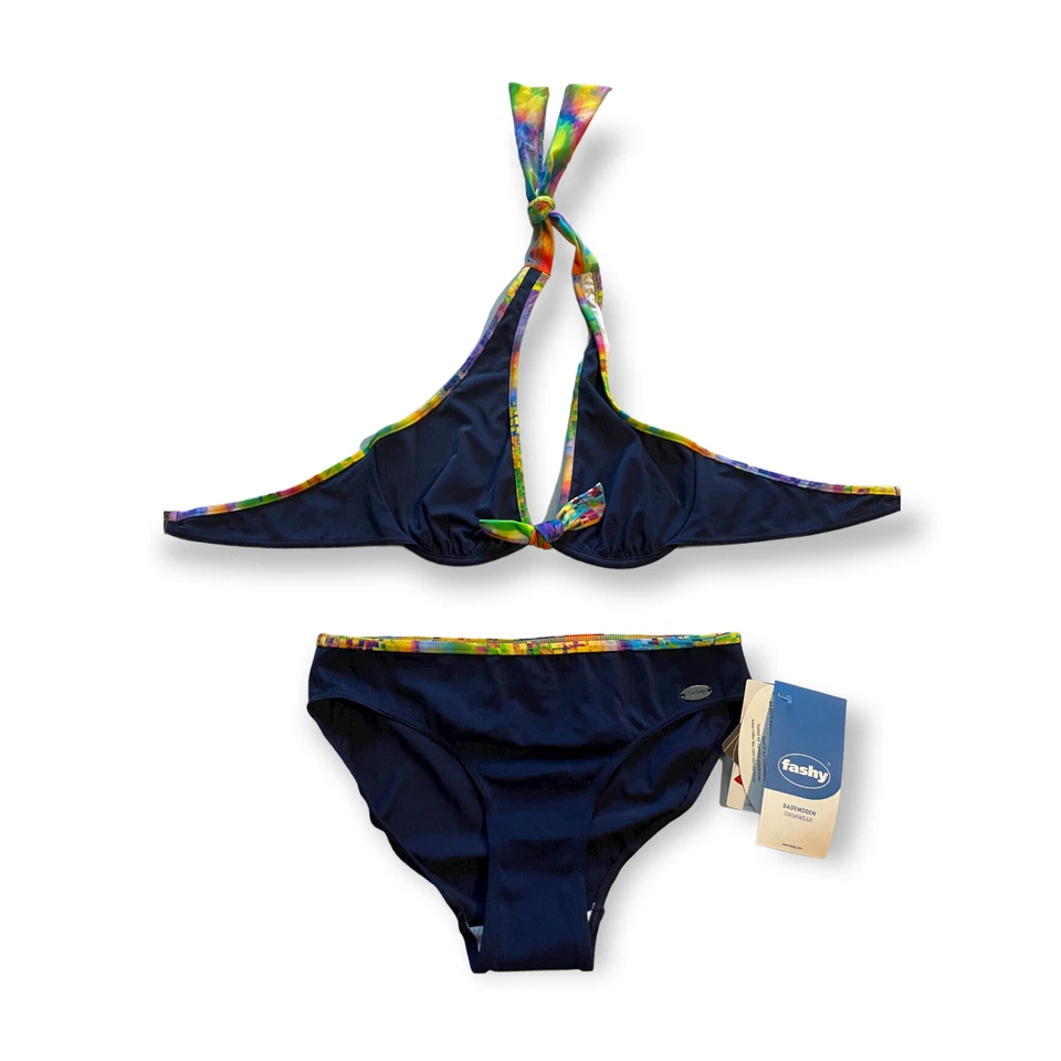 Bikini Badeanzug Schwimmanzug Fashy blue blau dunkelblau marine bunt Größe 38 - Bild 4 von 4