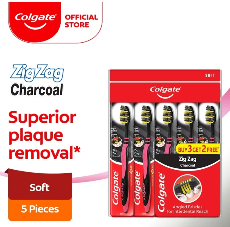 Colgate ZigZag Charcoal Toothbrush Soft 5s [Valuepack] - Image 3 of 4