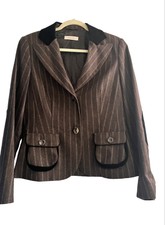 * Vintage* Laurel By Escada Stripped Blazer Wool Brown Size 38