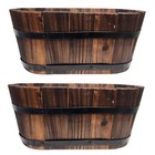 Vintage Style Wooden Trough Planter Indoor Outdoor Flower Pot Box 15cm High