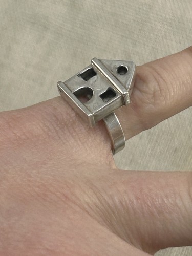 Anillo 'casa' plata años 90 vintage talla J 925 - Imagen 9 de 19