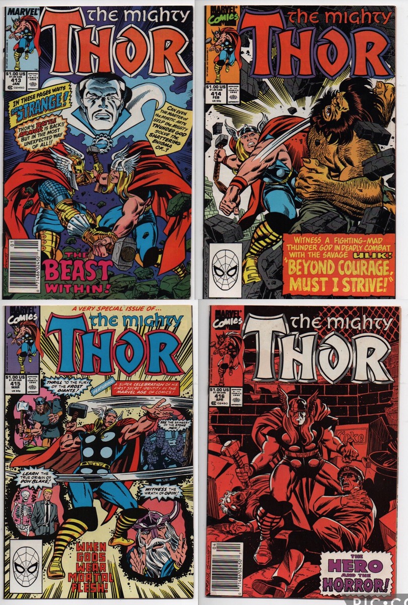 The Mighty Thor 413 414 415 416 Marvel Comic 4 Books Lot Run Set