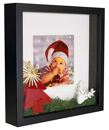 9x9 (23 x 23 x 4.7 cm) Shadow Box 3D Square Picture 9x9 with 5x5 Opening Black